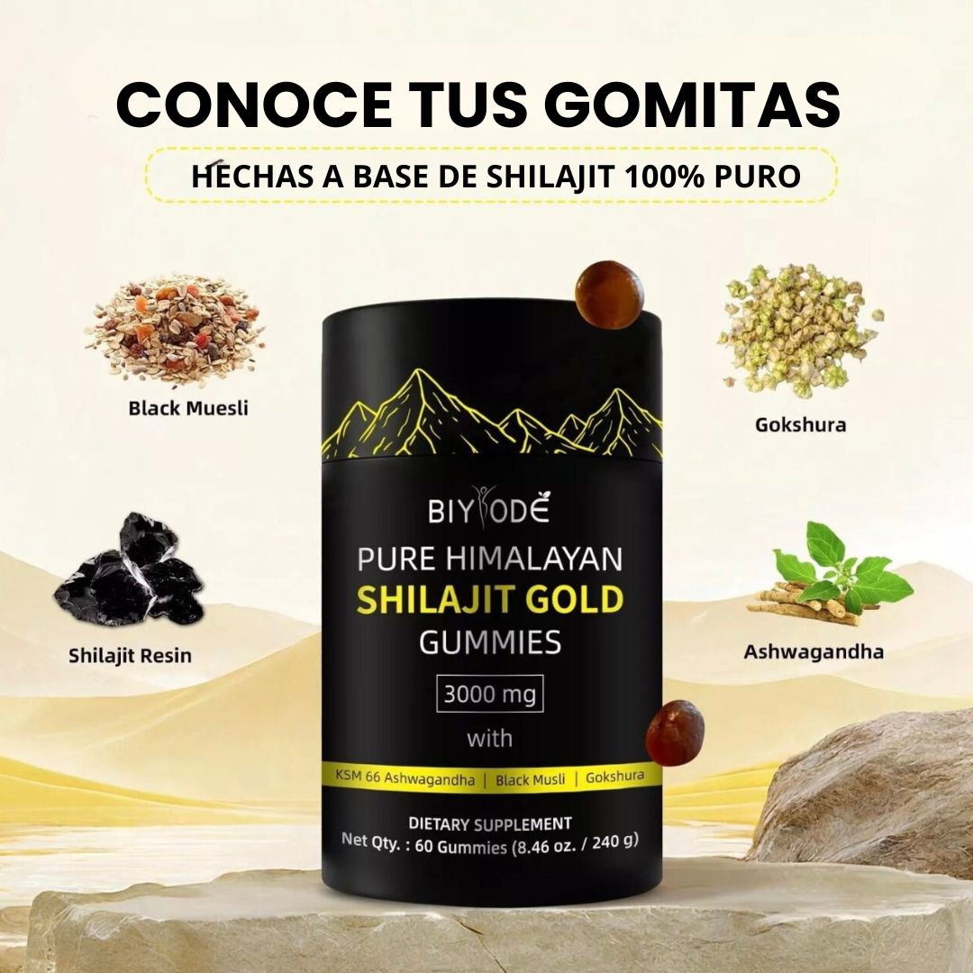Gomitas de Shilajit 100% Puro del Himalaya (Pack de 60 Gomitas)